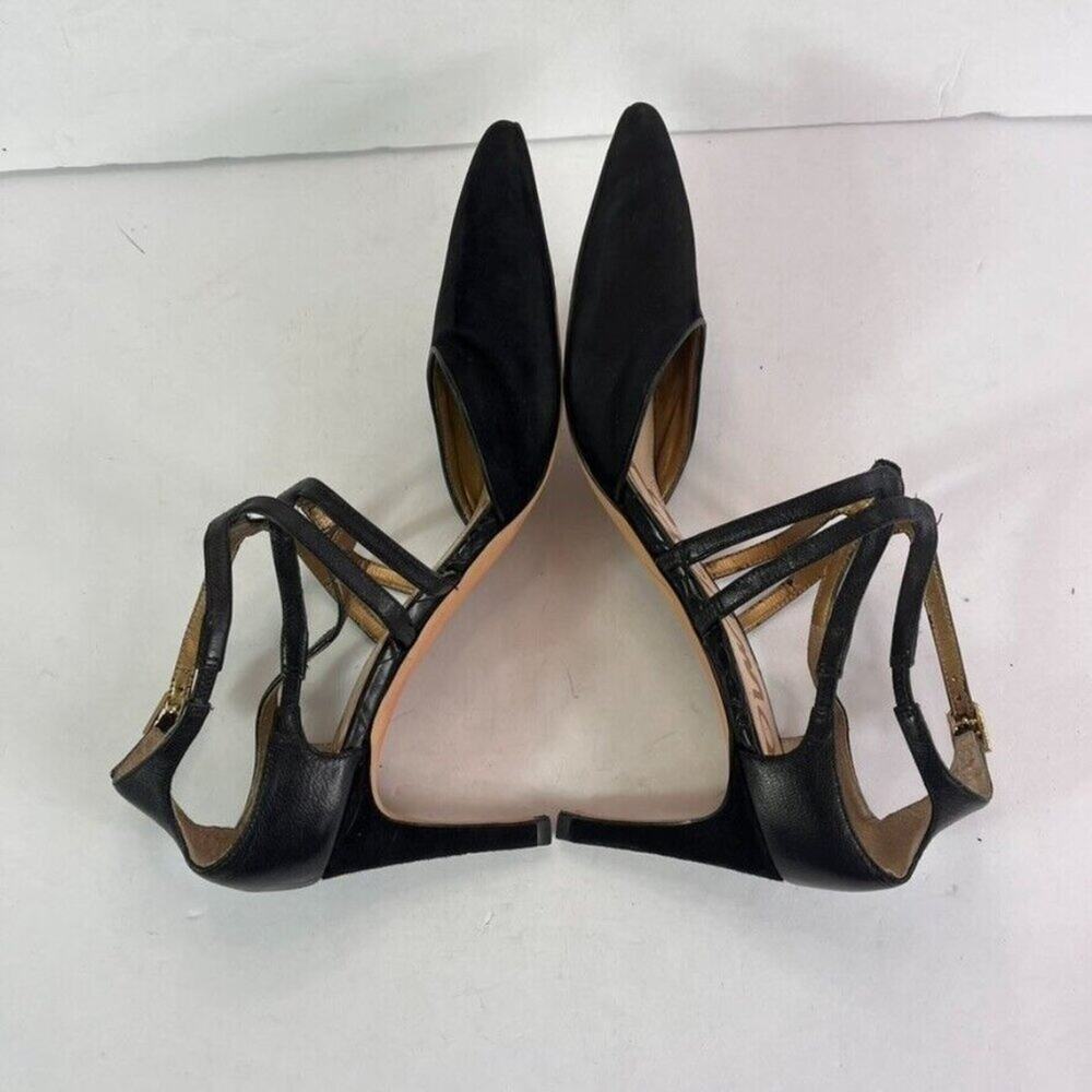 Sam Edelman Pump Women 10M Black Suede Orelon D'Orsay Pointed Toe Stiletto Heel - Picture 8 of 16